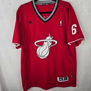 Adidas Miami Heat LeBron James 6 NBA Jersey Christmas Red Rare XL +2 Sleeve Read